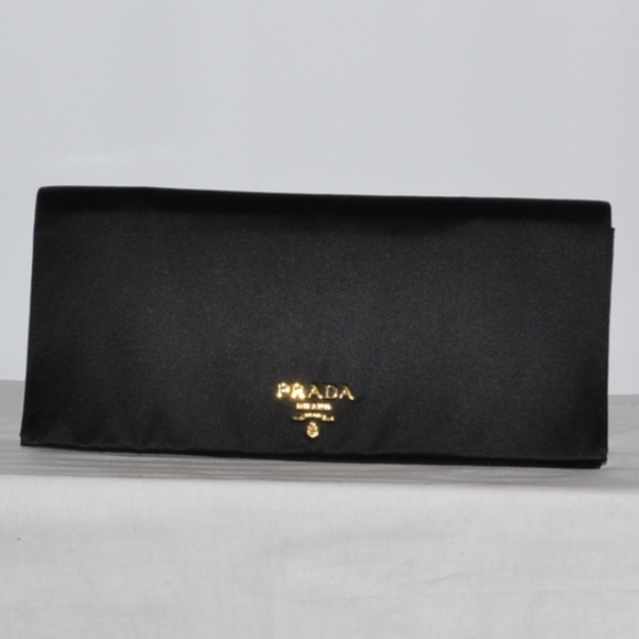 Prada Handbags - NWT PRADA BLACK SATIN POCHETTE CLUTCH BAG